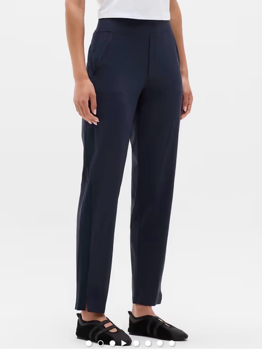 Athleta Brooklyn Navy Midrise Straight-Leg tuxedo stripe Pants